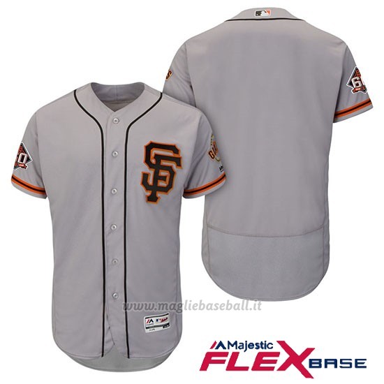 Maglia Baseball Uomo San Francisco Giants Grigio Alterner On Field 60th Season Flex Base